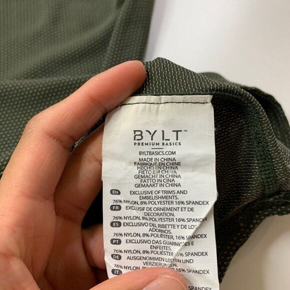 Bylt T Shirt Mens L Evergreen Silver Drop Cut Short Sleeve Micro Print Stretch - Picture 6 of 10